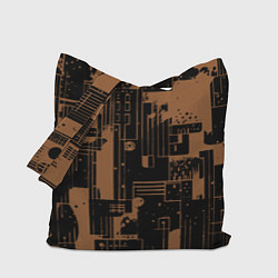 Сумка-шопер Чёрно-коричневый абстракция геометричный, цвет: 3D-принт