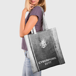 Сумка-шопер Cyberpunk 2077 - grey gradient по-центру, цвет: 3D-принт — фото 2