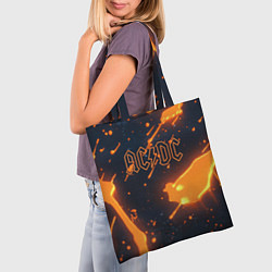 Сумка-шопер ACDC оранжевый логотип, цвет: 3D-принт — фото 2