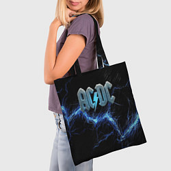 Сумка-шопер ACDC логотип ледяной с молнией, цвет: 3D-принт — фото 2