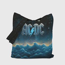Сумка-шопер ACDC логотип ледяной с молнией, цвет: 3D-принт