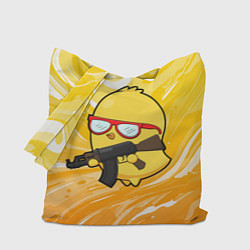 Сумка-шопер Курица и автомат, цвет: 3D-принт