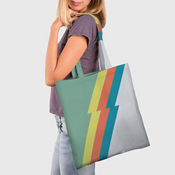Сумка-шопер Рок молния Боуи весенняя палитра, цвет: 3D-принт — фото 2