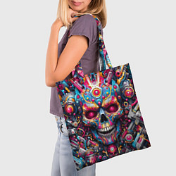 Сумка-шопер Art cyber skull - ai art fantasy, цвет: 3D-принт — фото 2