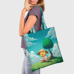 Сумка-шопер Уточка в кимоно под миниатюрным деревом, цвет: 3D-принт — фото 2