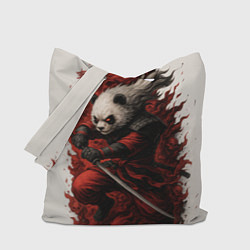 Сумка-шопер Демоническая панда самурай - нейроарт, цвет: 3D-принт