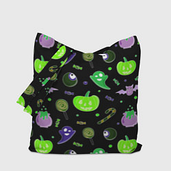 Сумка-шоппер Halloween black pumpkin pattern