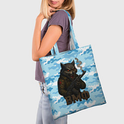 Сумка-шопер Волк с красными глазами ВМФ, цвет: 3D-принт — фото 2