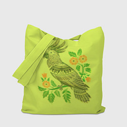 Сумка-шопер Попугай с маргаритками, цвет: 3D-принт