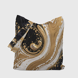 Сумка-шопер Черный агат и жидкое золото, цвет: 3D-принт