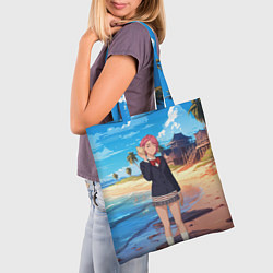 Сумка-шопер Дандадан Сиратори Айра с ракушкой в руках, цвет: 3D-принт — фото 2