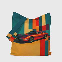 Сумка-шопер Спорткар ретрофутуризм поп-арт 1970-е, цвет: 3D-принт