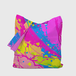 Сумка-шопер Яркая абстракция из розовых и голубых красок, цвет: 3D-принт