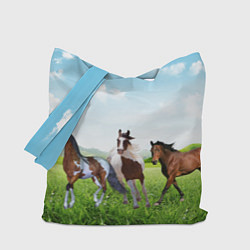 Сумка-шопер Лошади в степи, цвет: 3D-принт