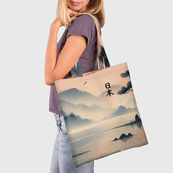 Сумка-шопер Япония - туманное утро в горах, цвет: 3D-принт — фото 2