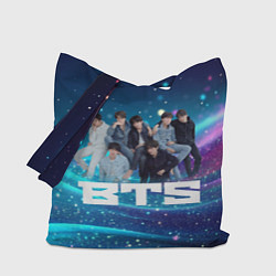 Сумка-шопер BTS волнистый фон с блестками, цвет: 3D-принт