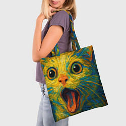 Сумка-шопер Мемный кот в стиле Ван Гога, цвет: 3D-принт — фото 2