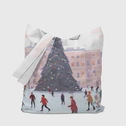 Сумка-шопер Новогодний каток у елки, цвет: 3D-принт