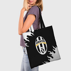Сумка-шопер Juventus белый огонь текстура, цвет: 3D-принт — фото 2