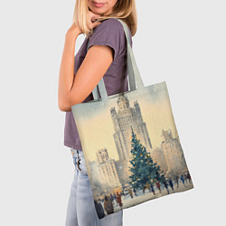 Сумка-шопер Москва новогодняя елка, цвет: 3D-принт — фото 2