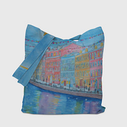 Сумка-шопер Новогодний рисованный Санкт-Петербург, цвет: 3D-принт