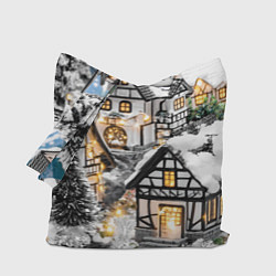 Сумка-шопер Объемные новогодние дома, цвет: 3D-принт