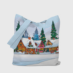 Сумка-шопер Новогодник дворик, цвет: 3D-принт