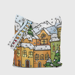 Сумка-шопер Новогодний снегопад, цвет: 3D-принт
