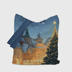 Сумка-шопер Новый год в старом городе, цвет: 3D-принт