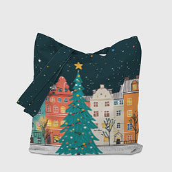 Сумка-шопер Новогодняя ночь в городе, цвет: 3D-принт