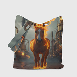 Сумка-шопер Стимпанк и огненная лошадь, цвет: 3D-принт