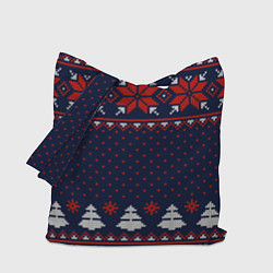Сумка-шопер Новогодний вязаный узор, цвет: 3D-принт