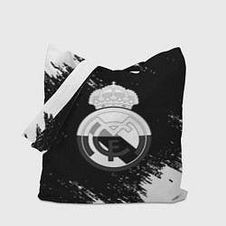 Сумка-шопер Реал Мадрид черно белые краски, цвет: 3D-принт