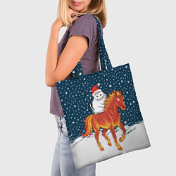 Сумка-шопер Кот Бендер и огненный конь - 2026, цвет: 3D-принт — фото 2