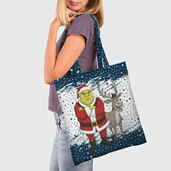 Сумка-шопер Шрек и Осел - новый год, цвет: 3D-принт — фото 2