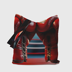 Сумка-шопер Красные боксёрские перчатки на ринге, цвет: 3D-принт