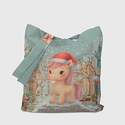 Сумка-шопер Маленькая новогодняя милая лошадка, цвет: 3D-принт