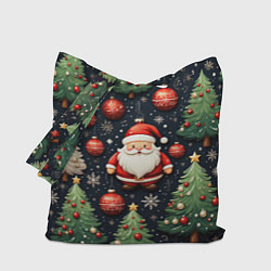 Сумка-шопер Новый год паттерн Дед мороз, цвет: 3D-принт