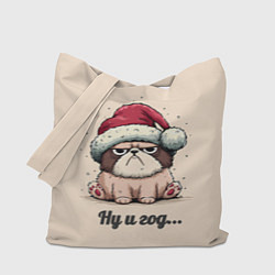 Сумка-шопер Уставший песик - ну и год, цвет: 3D-принт