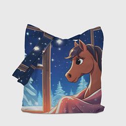 Сумка-шопер Лошадка зимней звездной ночью, цвет: 3D-принт