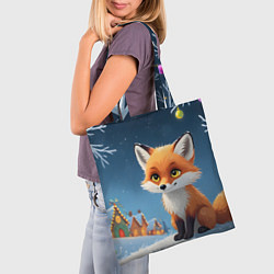 Сумка-шопер Лисичка новогодней ночью, цвет: 3D-принт — фото 2