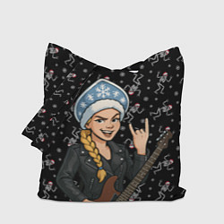 Сумка-шопер Снегурочка с гитарой - Рок, цвет: 3D-принт