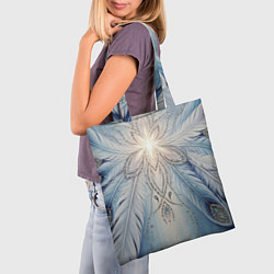 Сумка-шопер Ледяной перьевой орнамент со светом, цвет: 3D-принт — фото 2