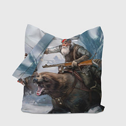 Сумка-шопер Русский воин на медведе, цвет: 3D-принт