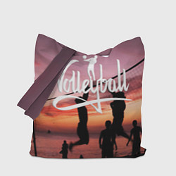 Сумка-шопер Пляжный волейбол на закате, цвет: 3D-принт
