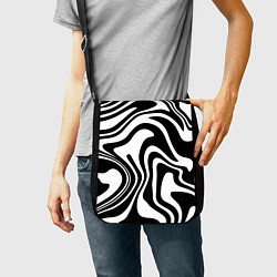 Сумка на плечо Черно-белые полосы Black and white stripes, цвет: 3D-принт — фото 2