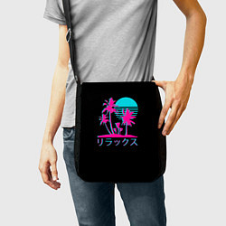 Сумка на плечо Неоновые пальмы Иероглифы Neon Palm Tree, цвет: 3D-принт — фото 2