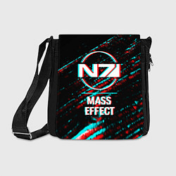 Сумка на плечо Mass Effect в стиле Glitch Баги Графики на темном, цвет: 3D-принт