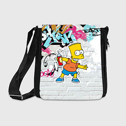 Сумка на плечо Барт Симпсон на фоне стены с граффити, цвет: 3D-принт