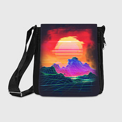 Сумка на плечо Синтвейв неоновые горы на закате, цвет: 3D-принт